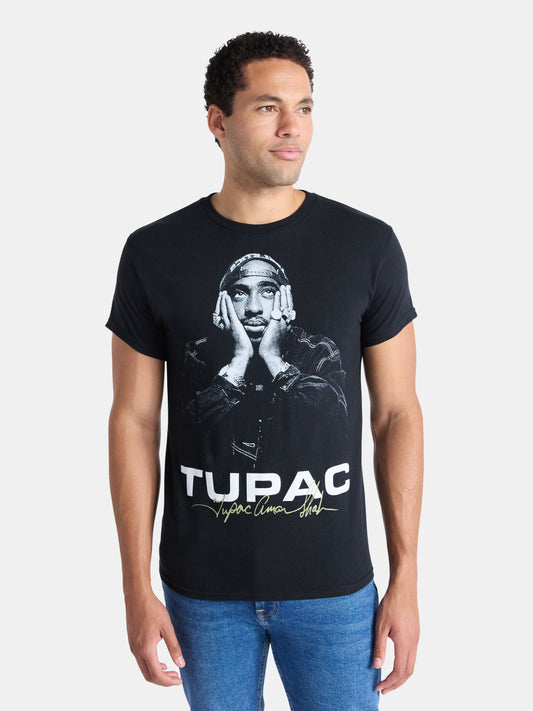 2Pac Men'S and Big Men'S Tupac Shakur Signature Cotton Graphic Tee, Sizes S-3XL