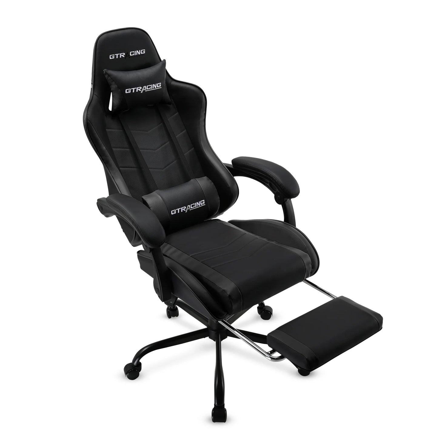 GTRACING Ergonomic GTWD-200 Gaming Chair with Adjustable Pillows and Footrest, Black