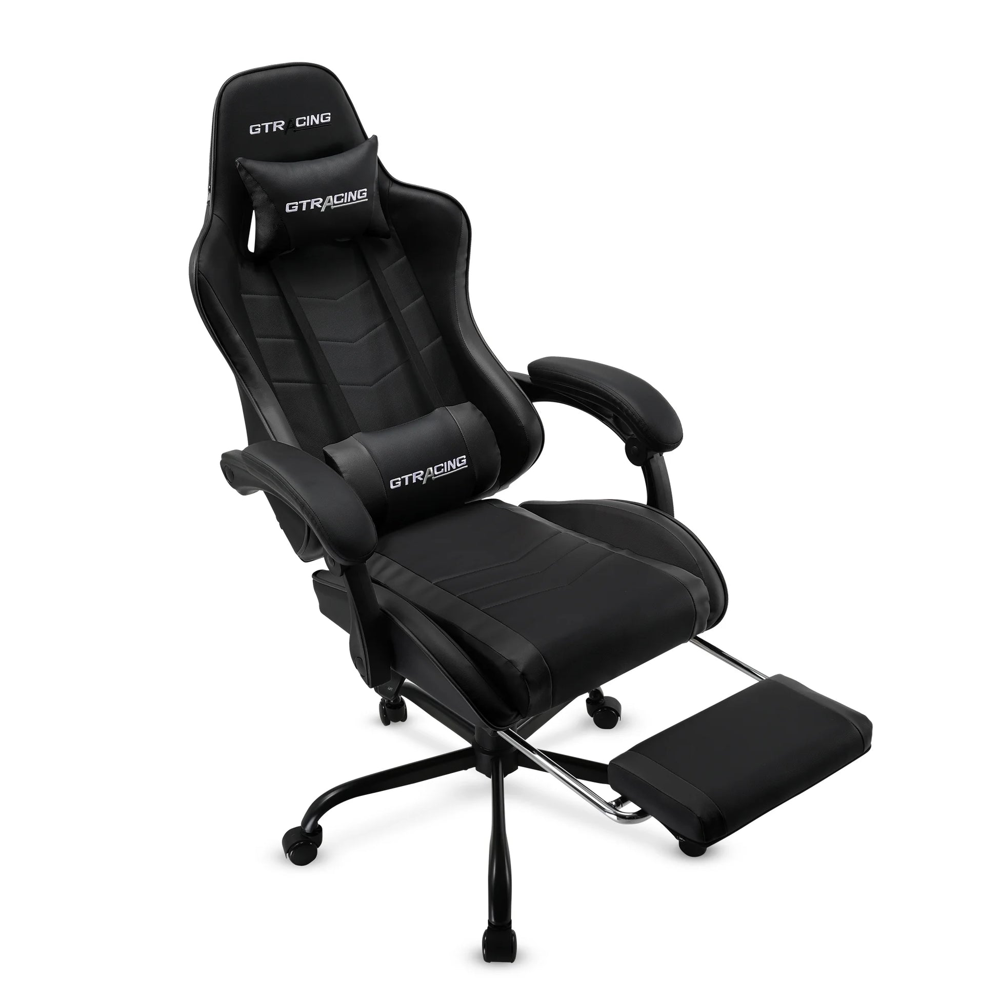 GTRACING Ergonomic GTWD-200 Gaming Chair with Adjustable Pillows and Footrest, Black
