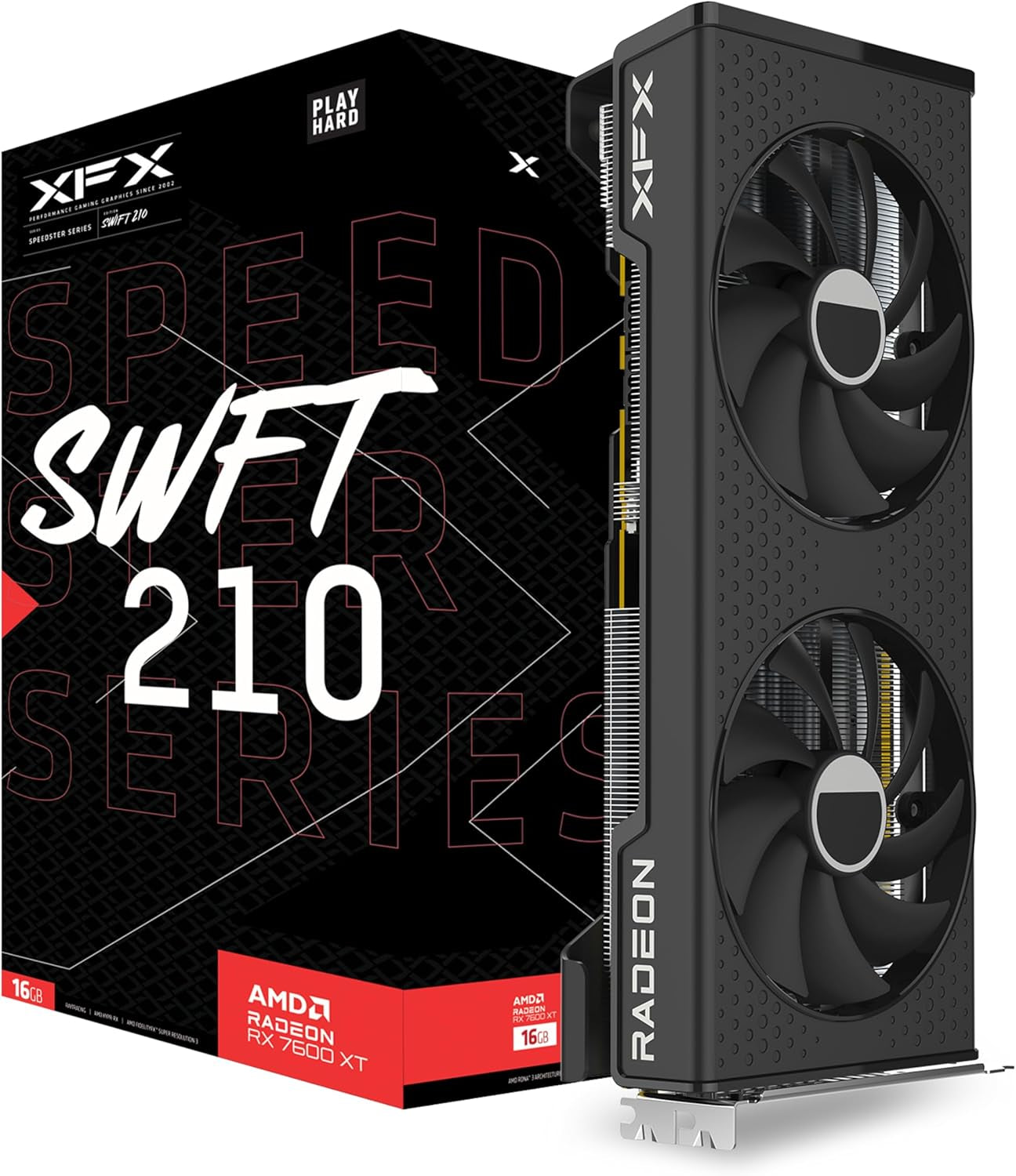 XFX Swift AMD Radeon RX 9070XT Triple Fan Gaming Edition with 16GB GDDR6 HDMI 3Xdp, AMD RDNA 4 RX-97TSWF3BA