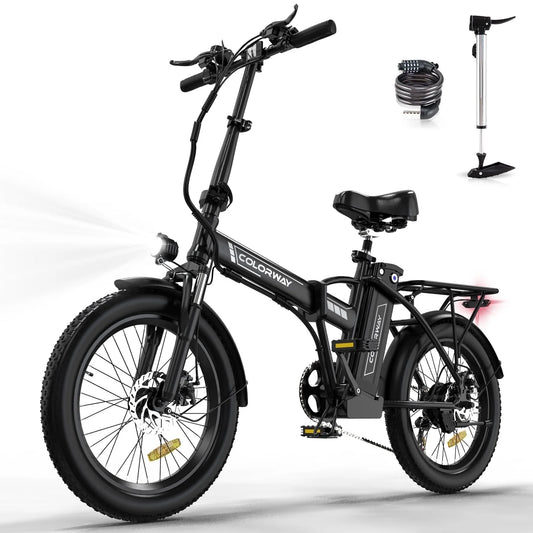 COLORWAY 20”X3.0 Fat Tire Electric Bicycles, Foldable Mountain Snow Beach Electric Bike Ebike with 500W/36V/13Ah Battery, Shimano 7-Speed E Bicycle