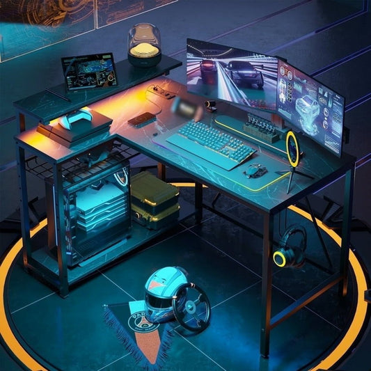 Bestier 42 Inch Computer Desk Marble Black