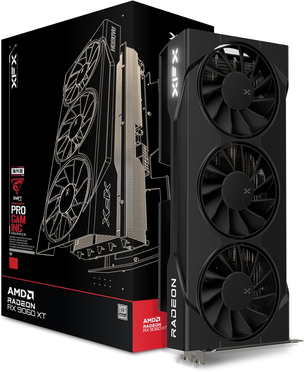 XFX Swift AMD Radeon RX 9070XT Triple Fan Gaming Edition with 16GB GDDR6 HDMI 3Xdp, AMD RDNA 4 RX-97TSWF3BA