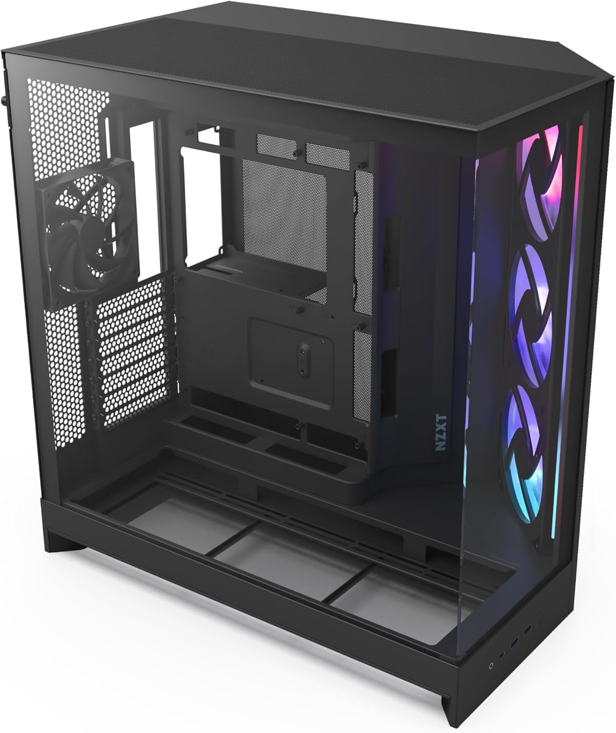 NZXT H9 Flow RGB (2025) – Large Dual-Chamber ATX Mid-Tower Airflow PC Case – Includes 1 X 420Mm RGB Fan Unit & 1 X 120Mm Fan – 420Mm Radiator Support – Tempered Glass – Back-Connect Ready – Black