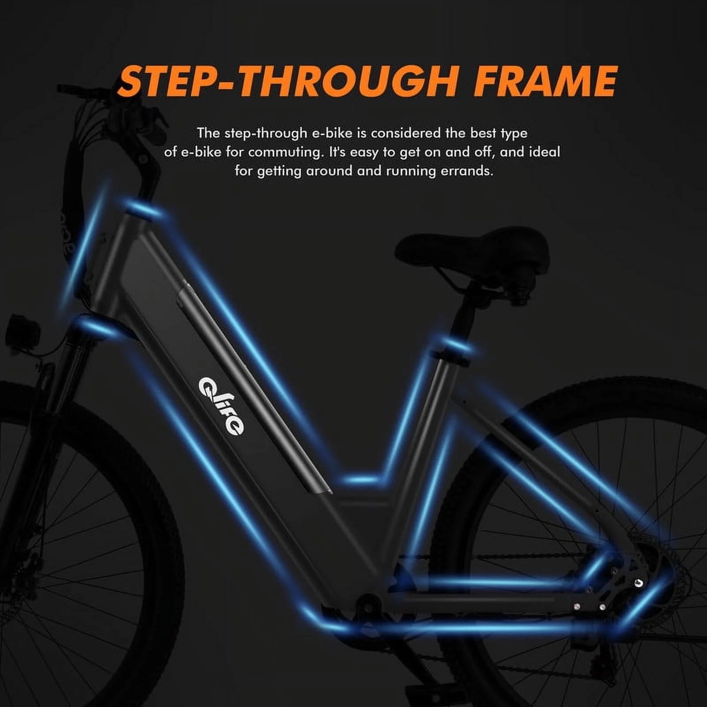 Cityone Electric Bike for Adults 26" Step-Through 20MPH Ebike with 2.1" Tire, Peak 750W Motor Ebikes with 7 Speed, E-Bike (Black)