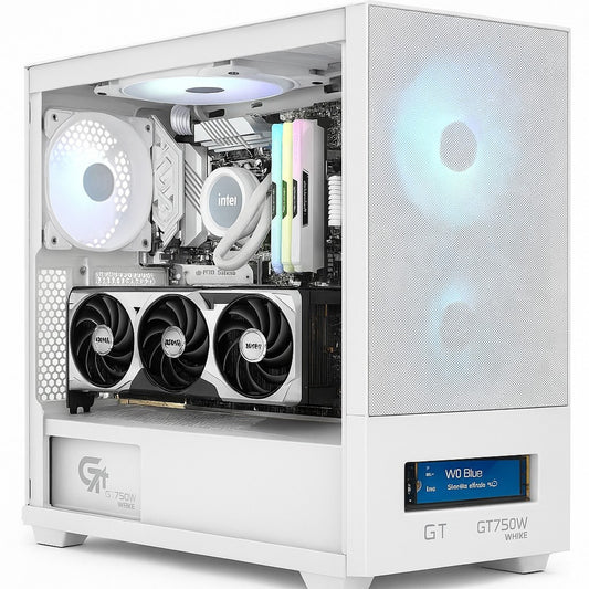 White RGB DIY PC Bundle – Intel Ultra 5 225F, RTX 5060, 32GB DDR5, 1TB 750w Psu