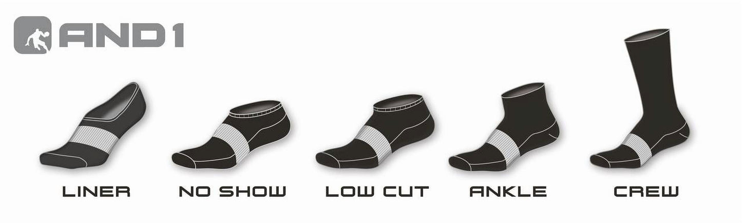 AND1 Men'S Socks, Cushion Quarter Socks, 12 Pack