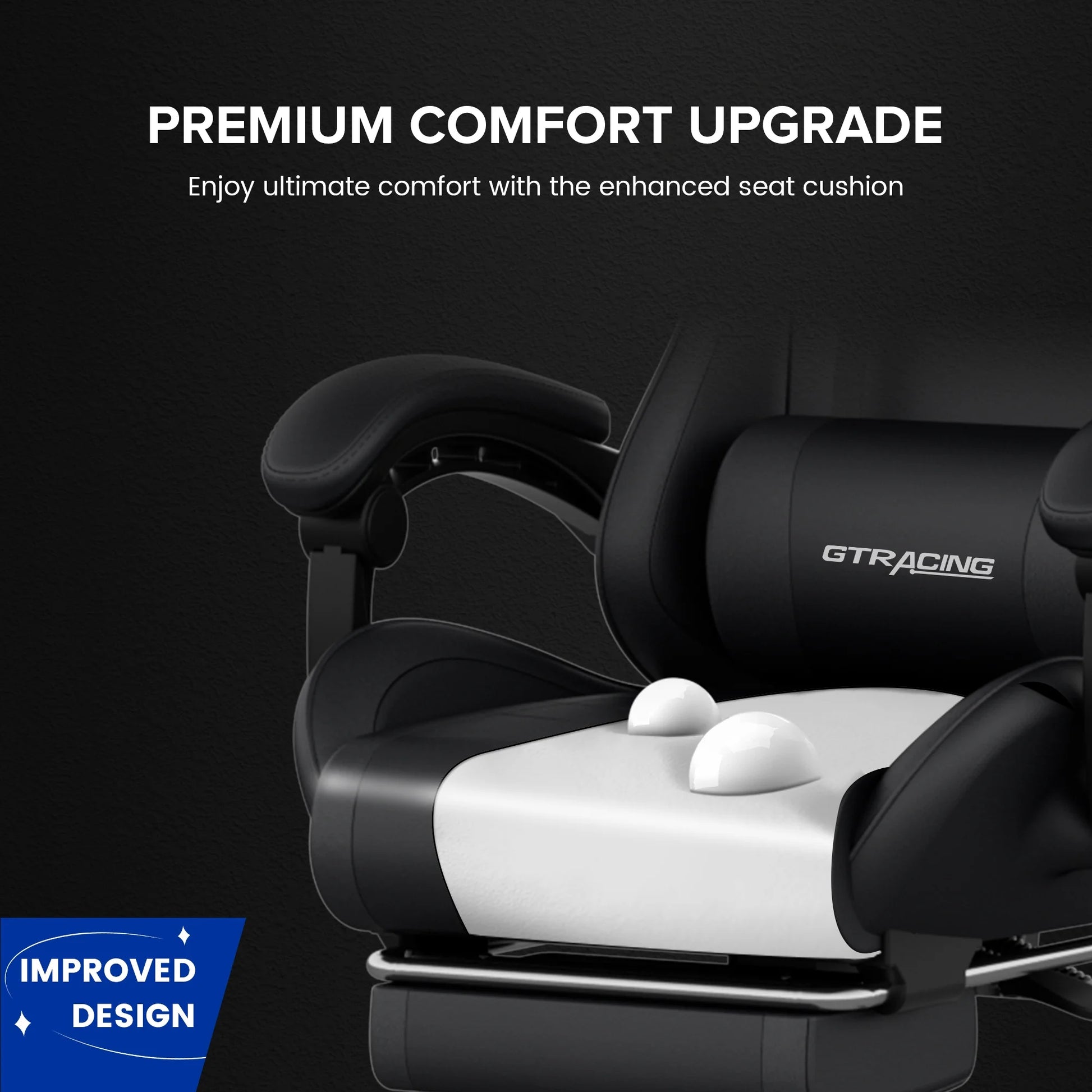 GTRACING Ergonomic GTWD-200 Gaming Chair with Adjustable Pillows and Footrest, Black