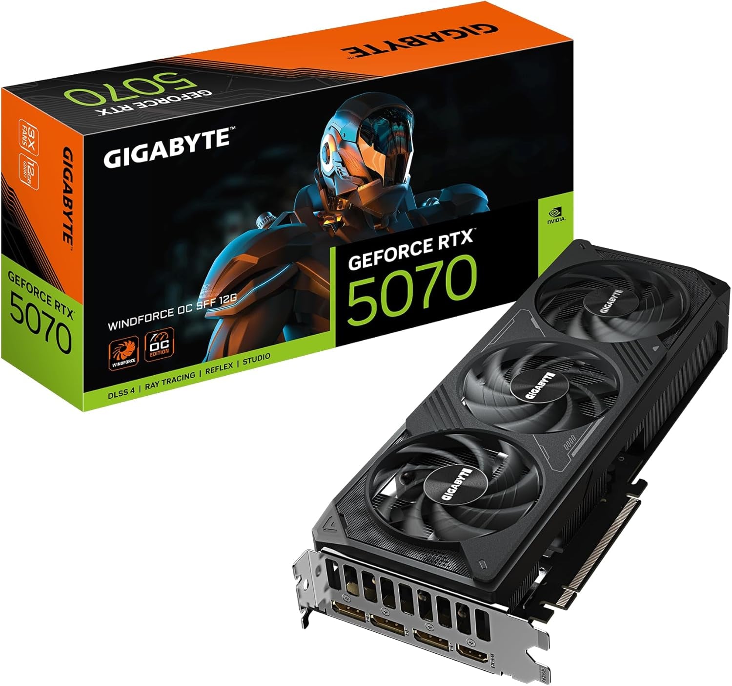 Gigabyte Geforce RTX 5070 WINDFORCE OC SFF 12G Graphics Card - 16 GB GDDR7, 256 Bits, PCI-E 5.0, 2542 Mhz Core Clock, 3 X DP 2.1A, 1 X HDMI 2.1B, NVIDIA DLSS 4, GV-N5070WF3OC-12GD