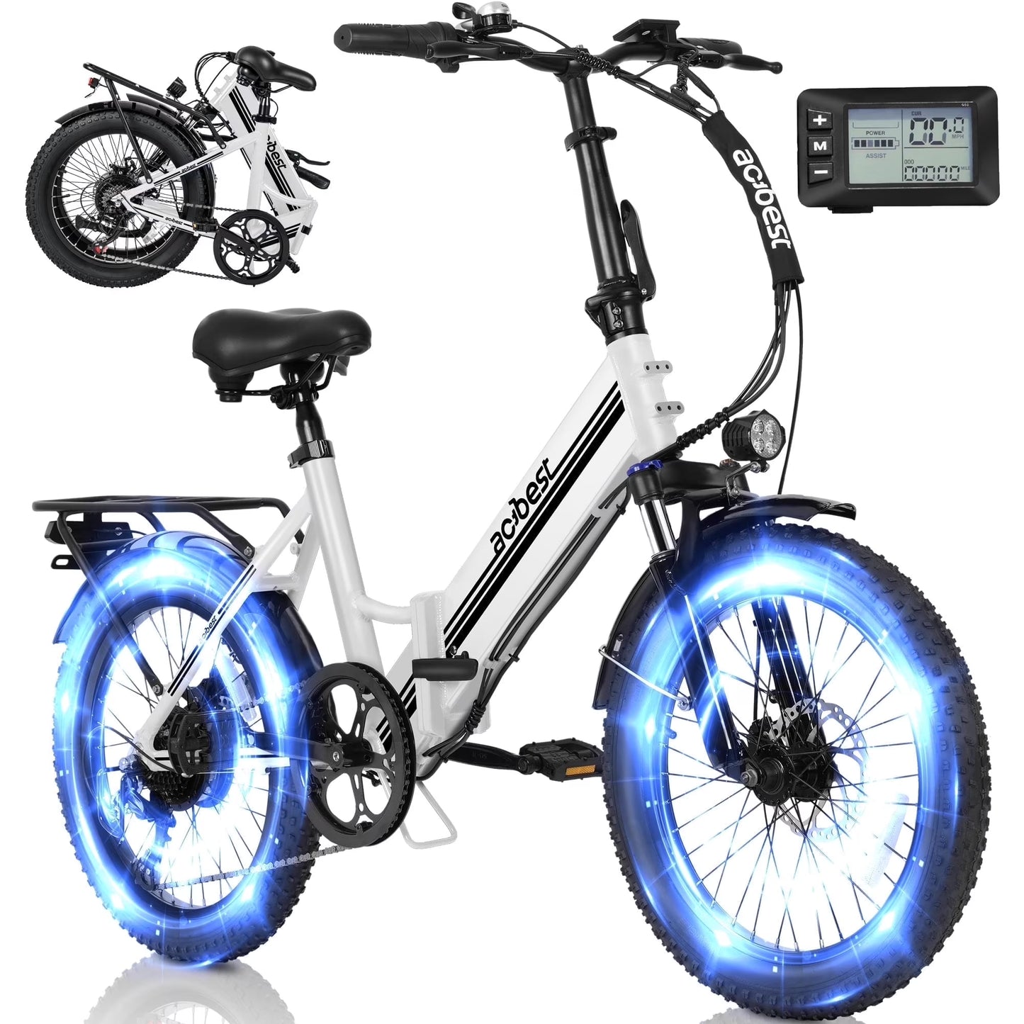 Qlife Speedy Lite Electric Bike AT35 Folding Step-Through - 750W, 20" Fat Tire,Black