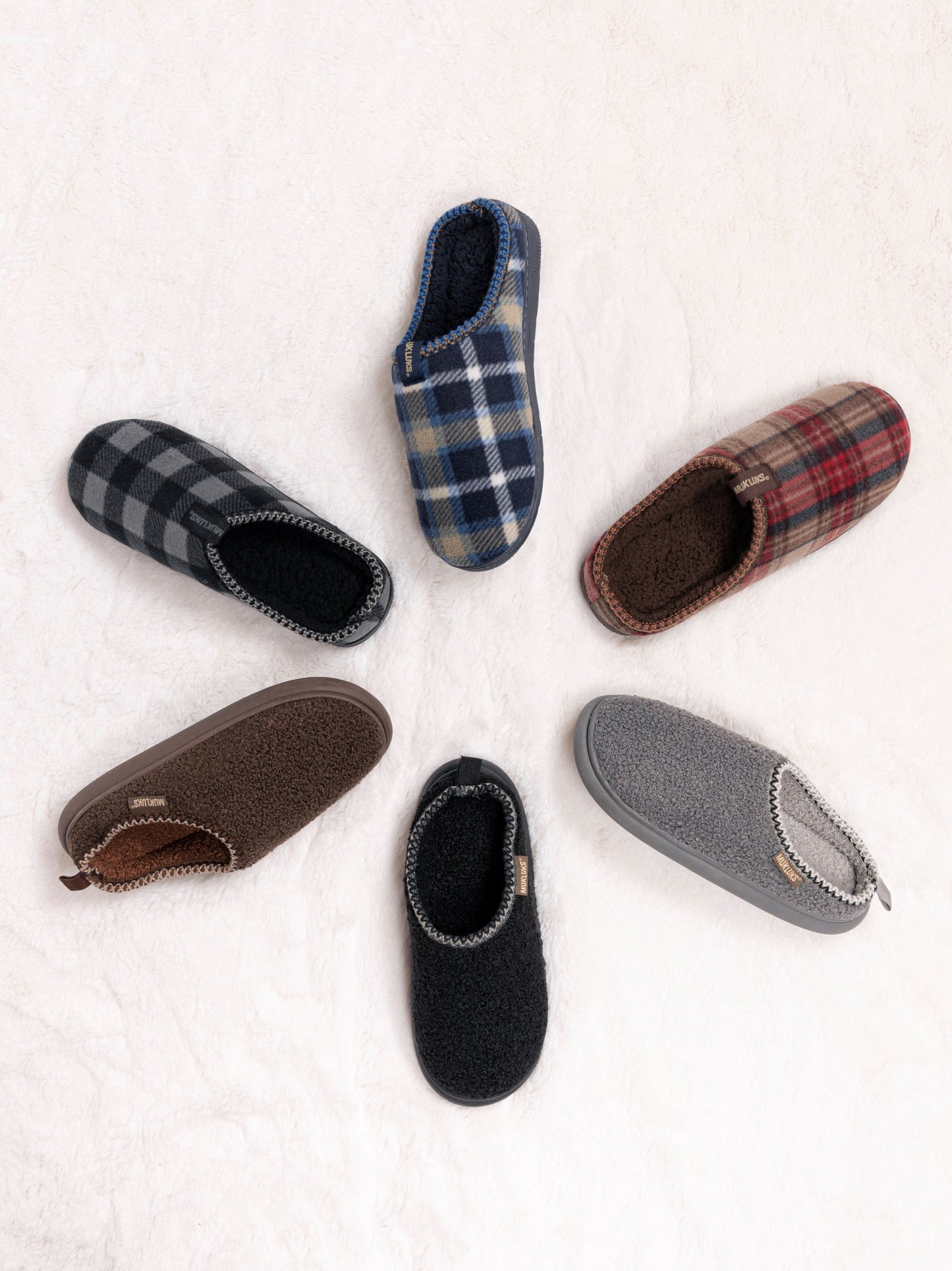 MUK LUKS Men'S Plaid Fleece Comfort Clog Slipper