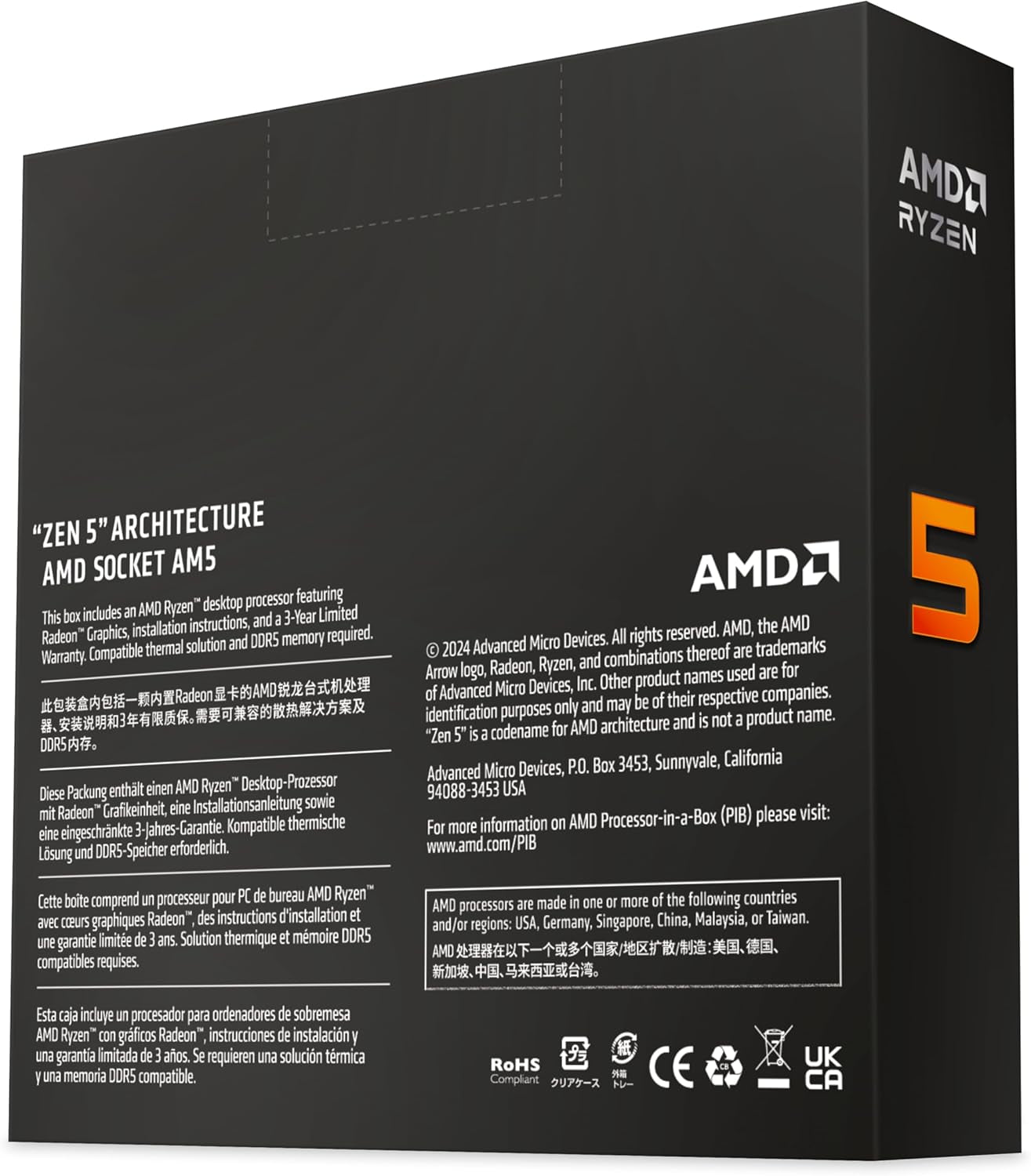 AMD Ryzen™ 5 9600X 6-Core, 12-Thread Unlocked Desktop Processor