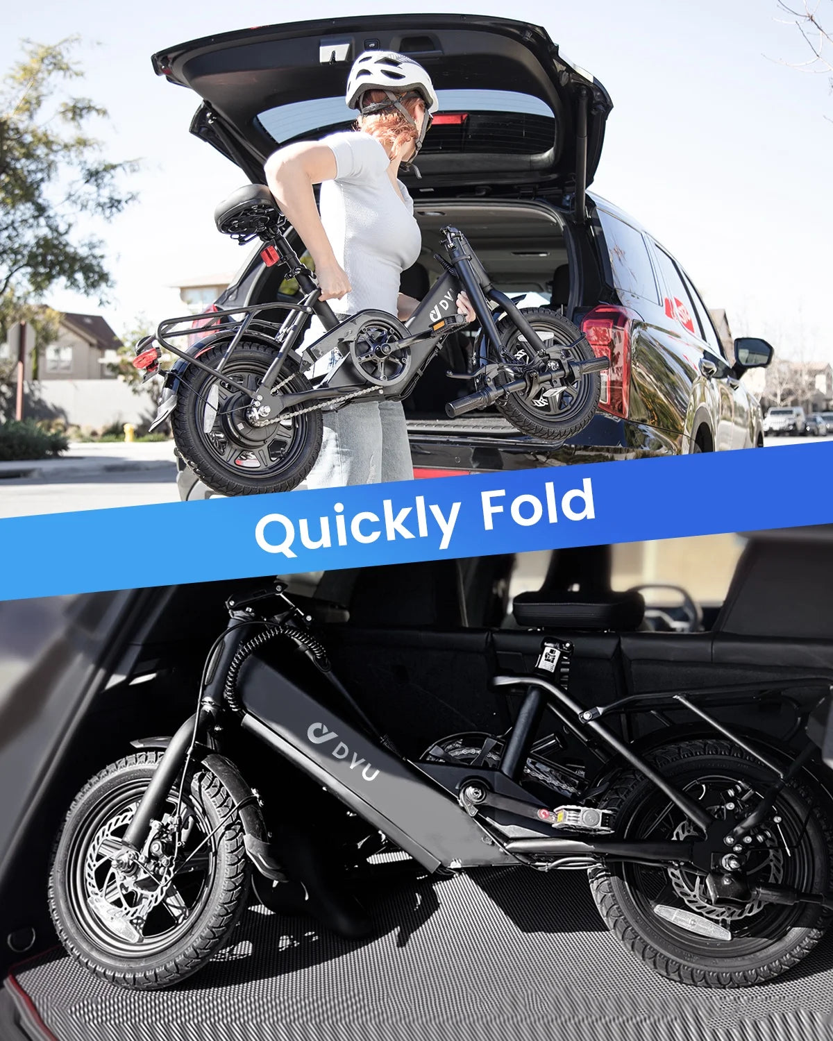 DYU 14" Folding Electric Bike for Adults Teens, 500W Peak Motor 36V/7.8AH Battery, Commuter City Ebike, UL2849