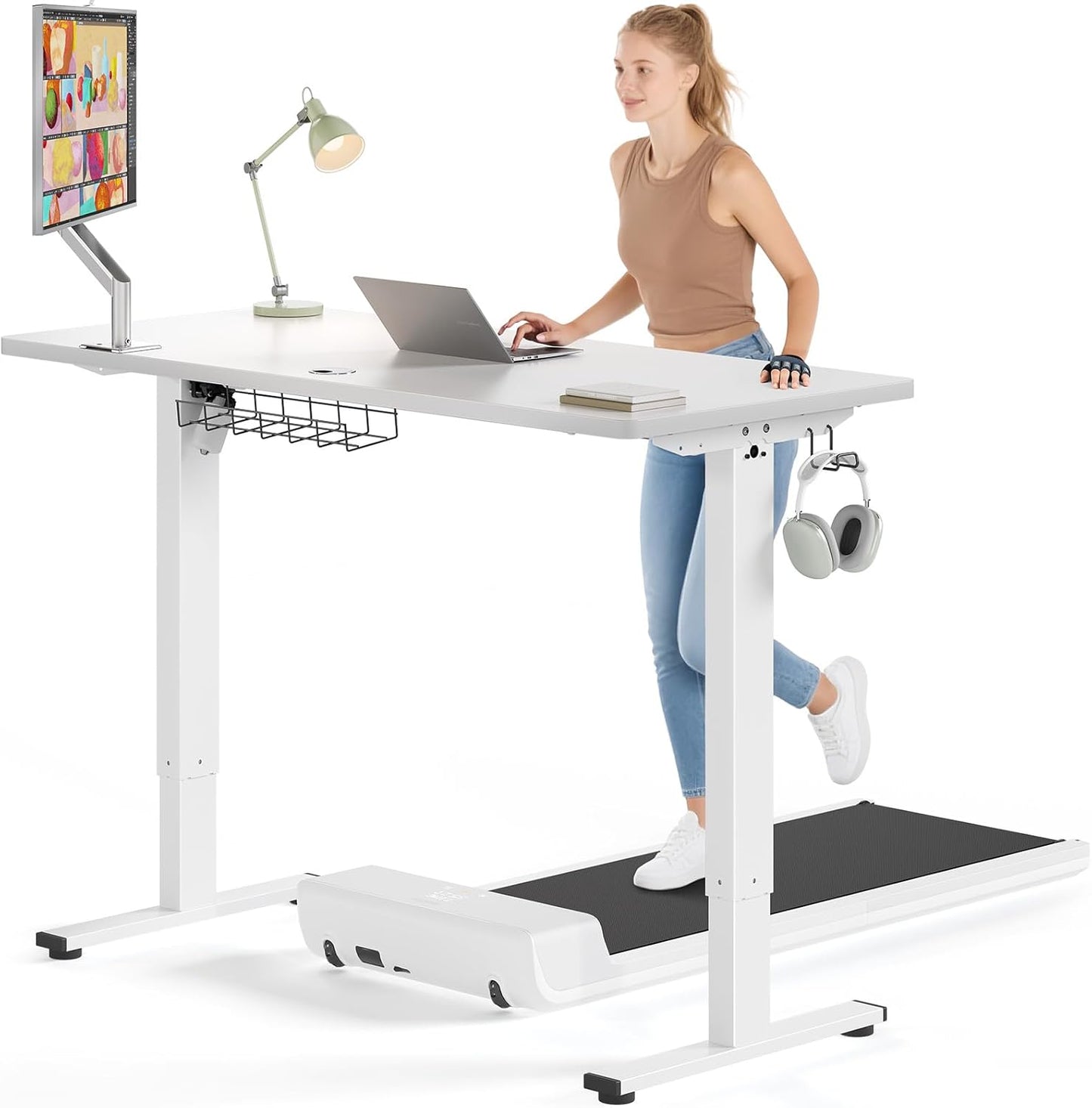 SIAGO Electric Standing Desk Adjustable - 48 X 24 Inch Sit Stand up Desk with Cable Management - 3 Memory Preset Adjustable Height Table