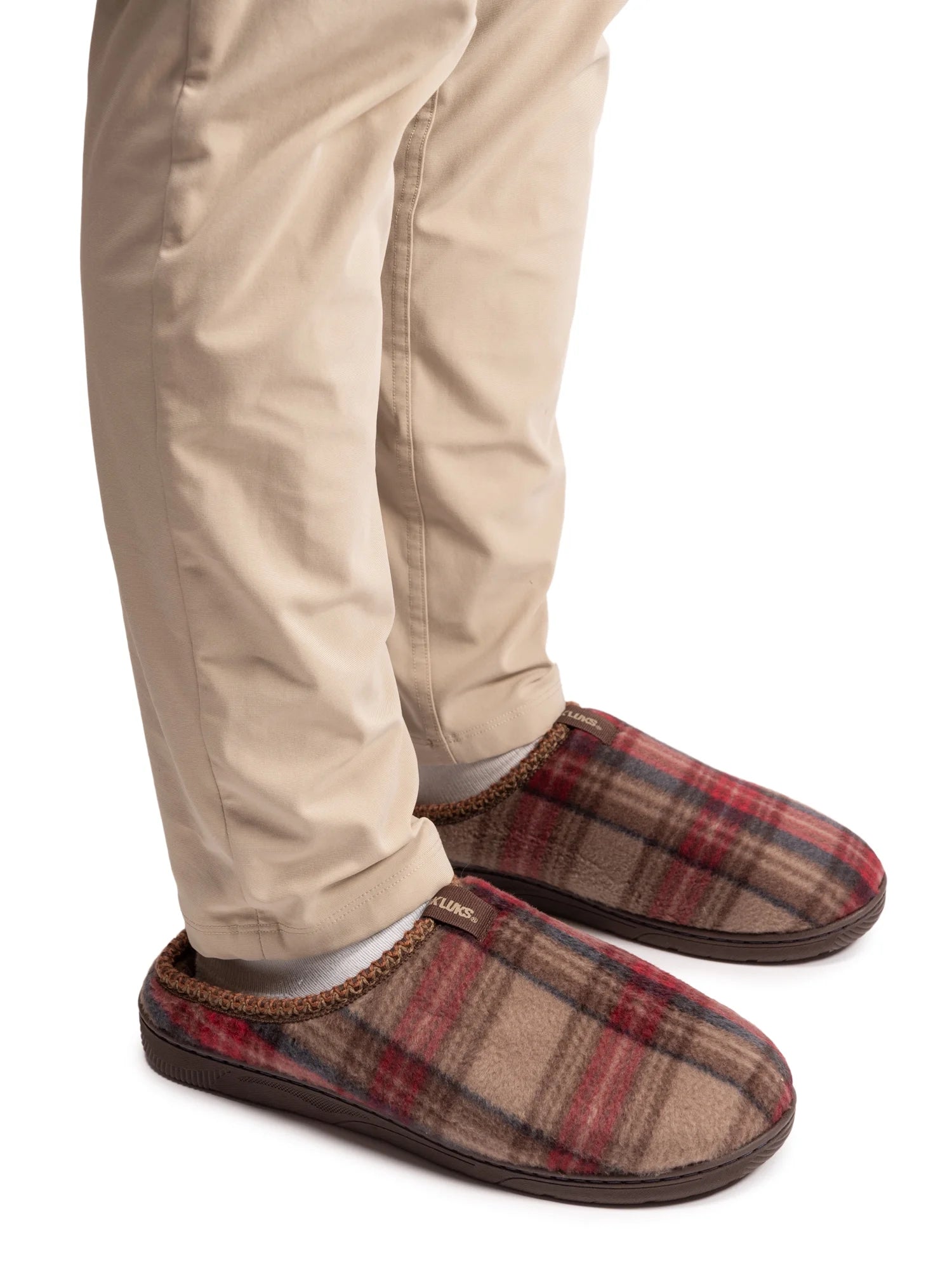 MUK LUKS Men'S Plaid Fleece Comfort Clog Slipper