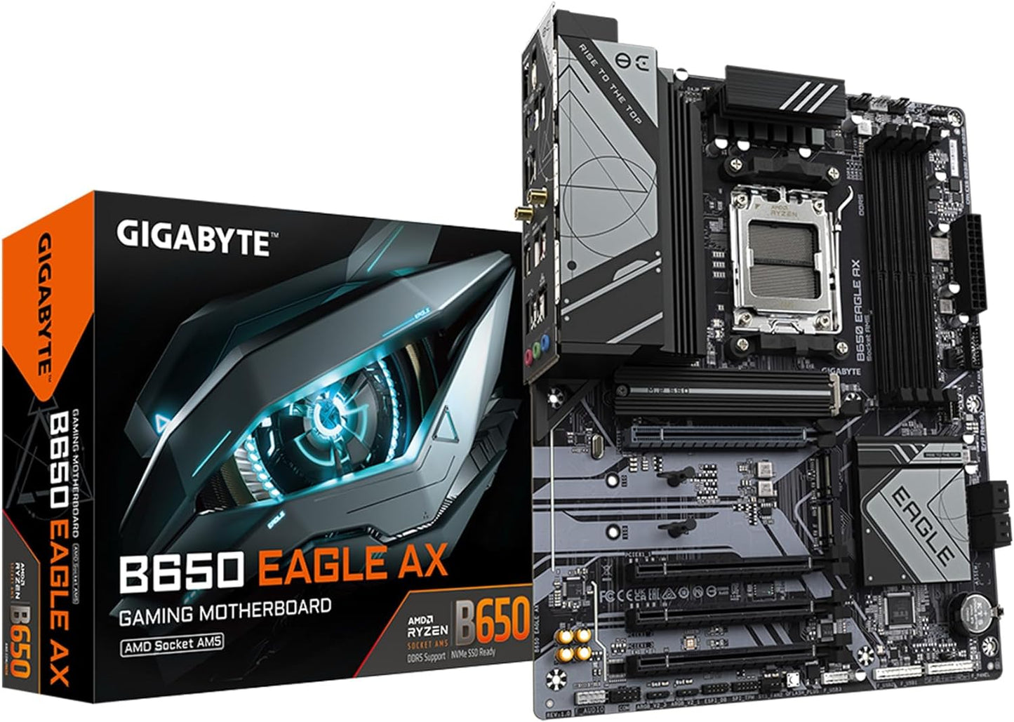 GIGABYTE B850M Eagle WIFI6E ICE AMD AM5 Motherboard, M-ATX, DDR5, 2X M.2, Pcie 5.0, USB-C, USB 3.2 Gen 2, WIFI6E, 2.5Gbe LAN, Ez-Latch, Wi-Fi Ez-Plug
