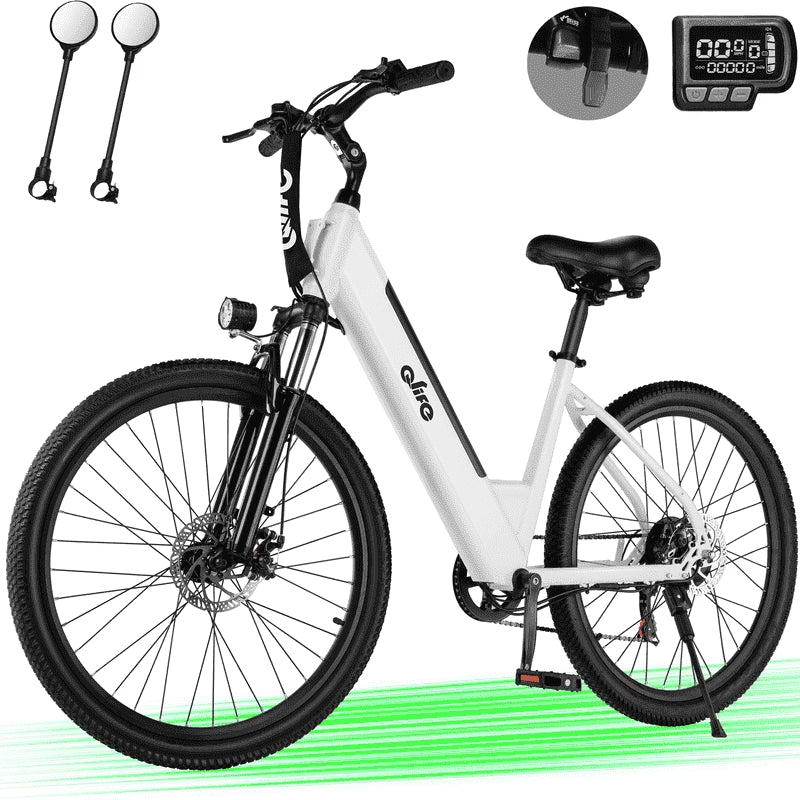 Cityone Electric Bike for Adults 26" Step-Through 20MPH Ebike with 2.1" Tire, Peak 750W Motor Ebikes with 7 Speed, E-Bike (Black)