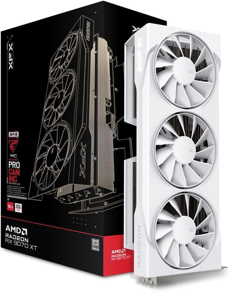 XFX Swift AMD Radeon RX 9060 XT OC White Gaming Edition with 8GB GDDR6 HDMI 2Xdp, AMD RDNA 4 RX 9060XT RX-96TSW8GWQ