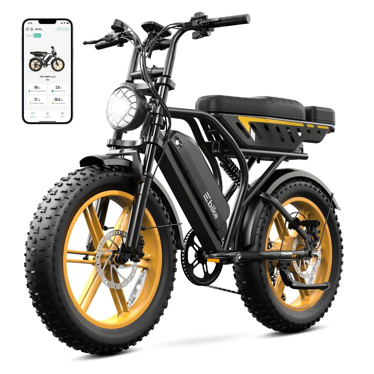 Electric Bike for Adults, 750W Peak 1500W Motor, 20"X4" Fat Tire E Bicycle, Mechanical Disc Brakes, E Mountain Bike, 48V/15AH UL2849, App Control